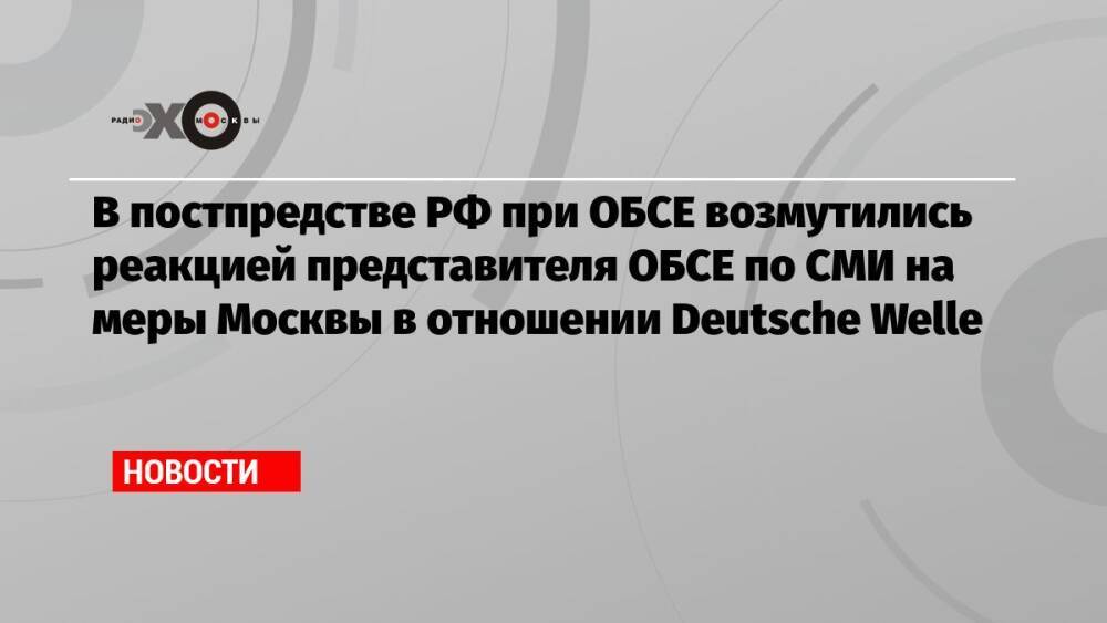 В постпредстве РФ при ОБСЕ возмутились реакцией представителя ОБСЕ по СМИ на меры Москвы в отношении Deutsche Welle