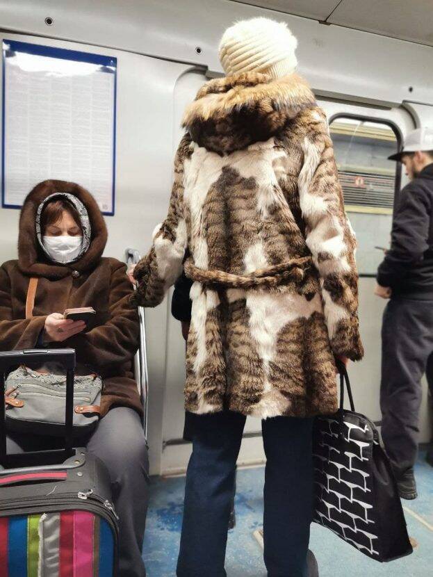 В петербургском метро заметили пассажирку с «кошачьей» шубой