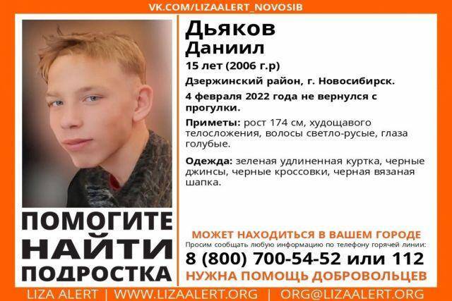 В Новосибирске пропал рыжий 15-летний школьник
