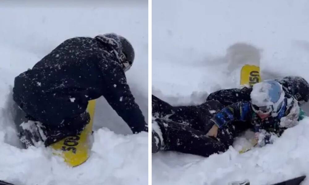 Инструктор спас ребенка, провалившегося в снежную яму на горнолыжном склоне
