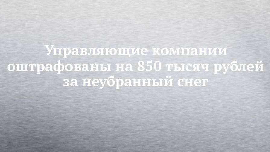 Управляющие компании оштрафованы на 850 тысяч рублей за неубранный снег