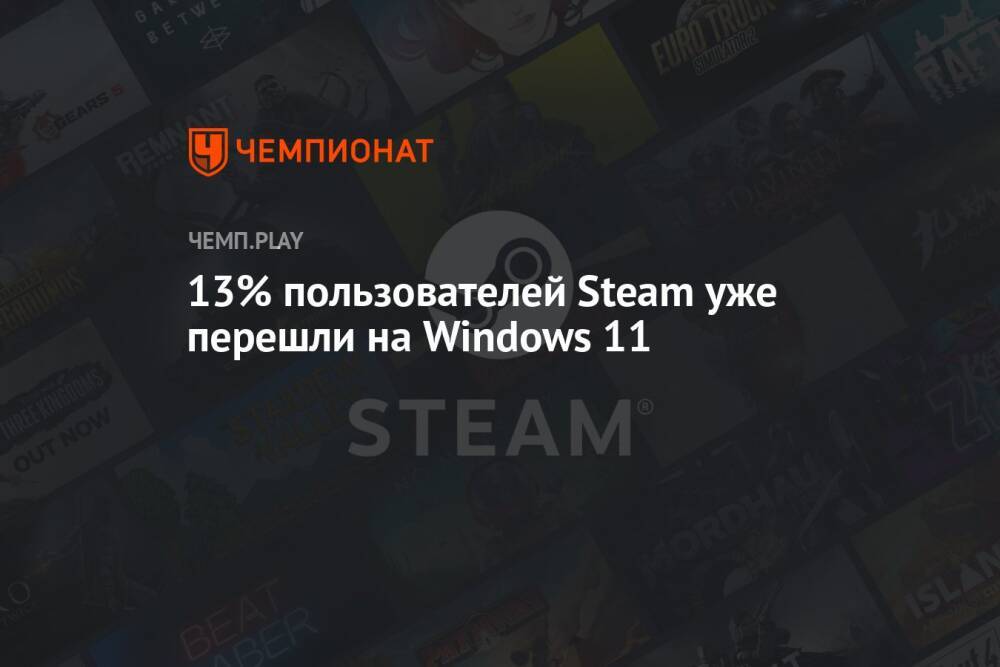 13% пользователей Steam уже перешли на Windows 11