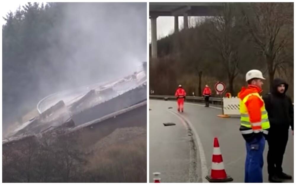 Огромный мост рухнул после взрыва, момент попал на видео: "Выглядит так, будто кто-то врезался в него"