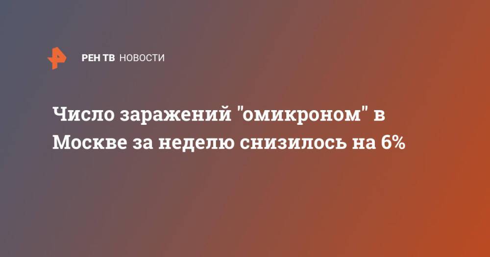 Число заражений "омикроном" в Москве за неделю снизилось на 6%