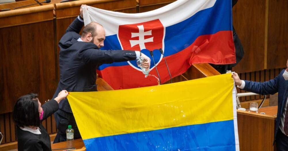 В парламенте Словакии депутат осквернил флаг Украины (видео)