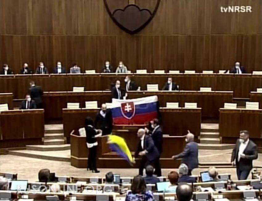 В парламенте Словакии депутатов-провокаторов поставили на место за украинский флаг (ВИДЕО)
