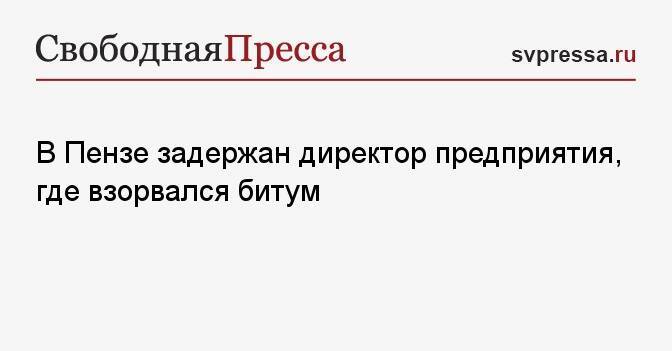 В Пензе задержан директор предприятия, где взорвался битум