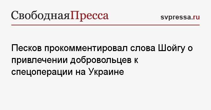 Песков прокомментировал слова Шойгу о привлечении добровольцев к спецоперации на Украине