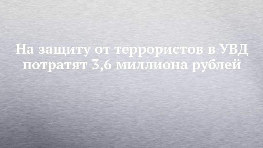 На защиту от террористов в УВД потратят 3,6 миллиона рублей