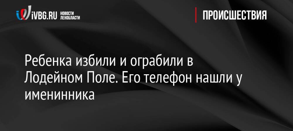 Ребенка избили и ограбили в Лодейном Поле. Его телефон нашли у именинника