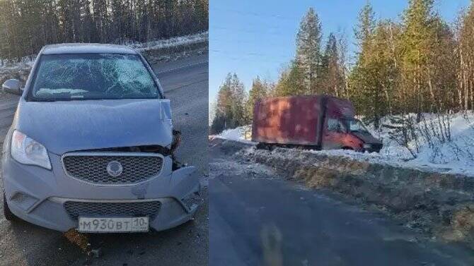 Водитель «ГАЗели» уснул и выехал на встречку, протаранив легковушку и сугроб