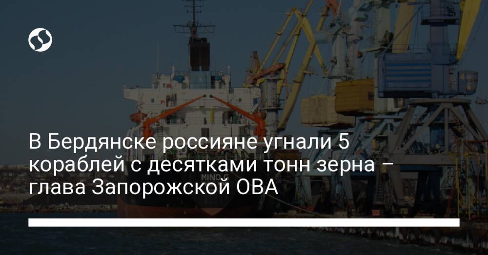 В Бердянске россияне угнали 5 кораблей с десятками тонн зерна – глава Запорожской ОВА