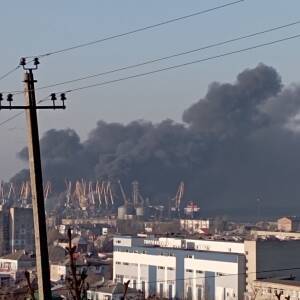 В порту Бердянска уничтожен большой десантный корабль оккупантов. Фото
