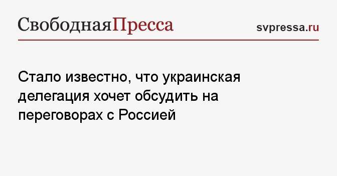 Стало известно, что украинская делегация хочет обсудить на переговорах с Россией