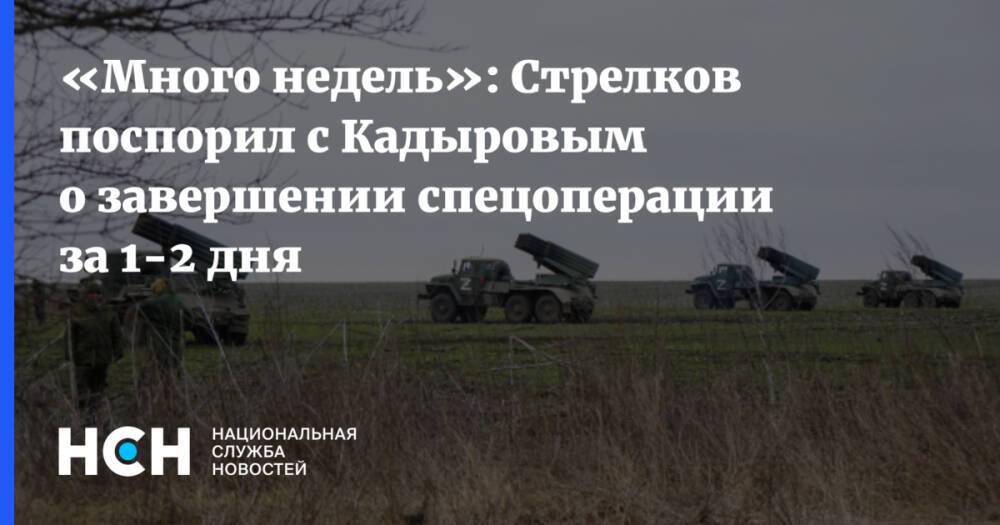 «Много недель»: Стрелков поспорил с Кадыровым о завершении спецоперации за 1-2 дня