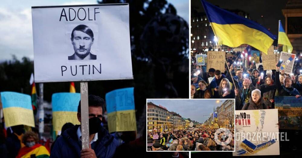 Война в Украине 2022 -в разных странах провели акции в поддержку Украины - фото и видео