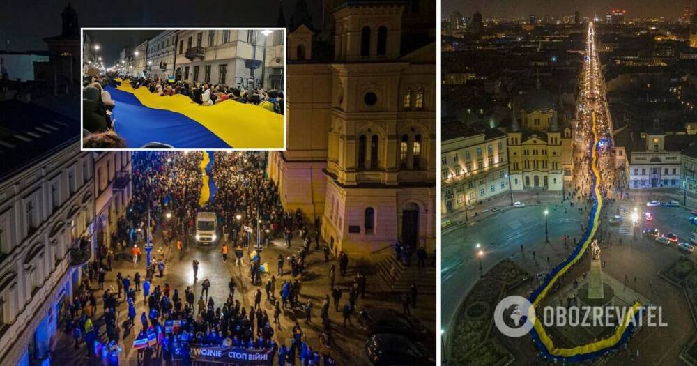 В Польше развернули 300-метровый флаг Украины – фото, stopwar