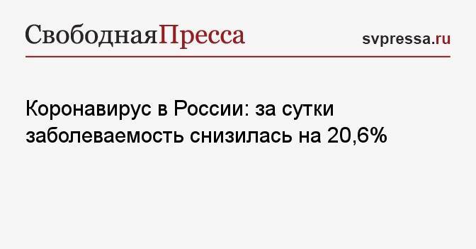Коронавирус в России: за сутки заболеваемость снизилась на 20,6%