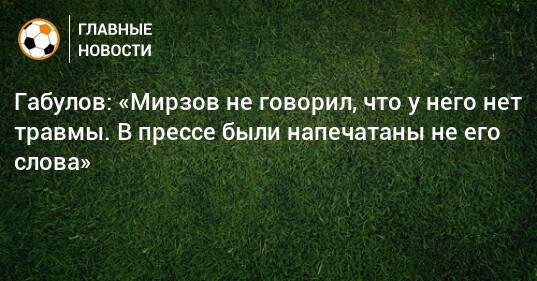 Габулов: «Мирзов не говорил, что у него нет травмы. В прессе были напечатаны не его слова»