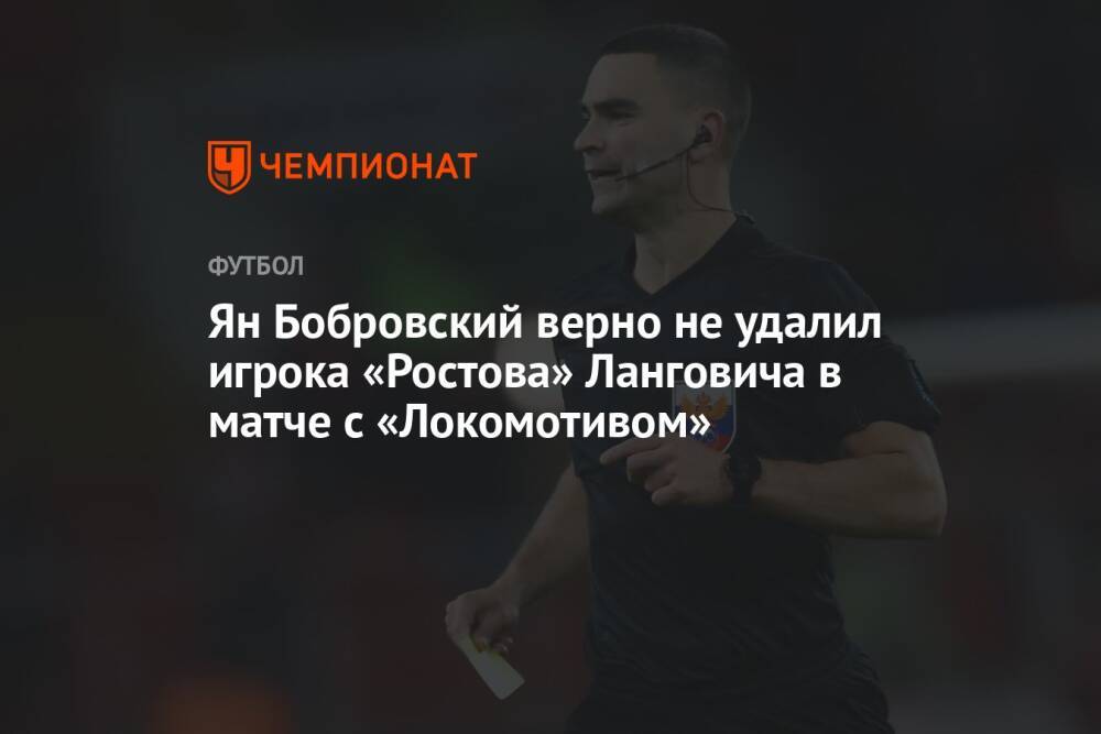 Ян Бобровский верно не удалил игрока «Ростова» Ланговича в матче с «Локомотивом»