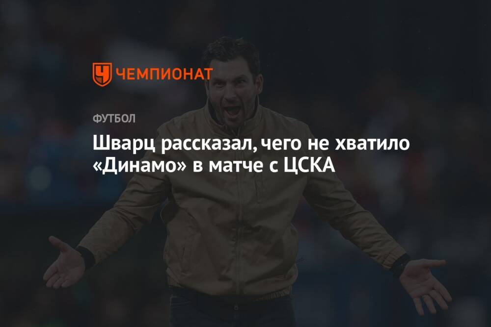 Шварц рассказал, чего не хватило «Динамо» в матче с ЦСКА