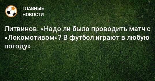 Литвинов: «Надо ли было проводить матч с «Локомотивом»? В футбол играют в любую погоду»