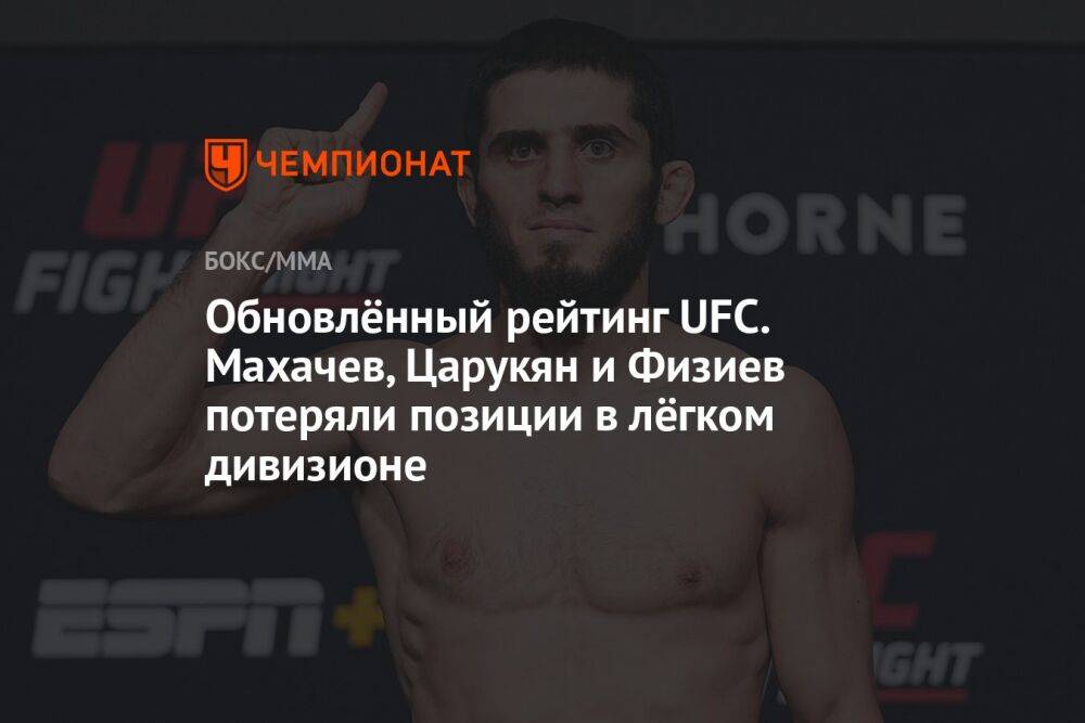 Обновлённый рейтинг UFC. Махачев, Царукян и Физиев потеряли позиции в лёгком дивизионе