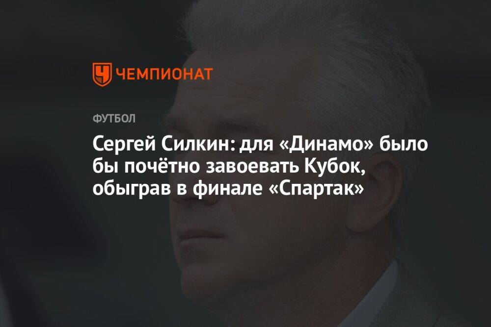 Сергей Силкин: для «Динамо» было бы почётно завоевать Кубок, обыграв в финале «Спартак»