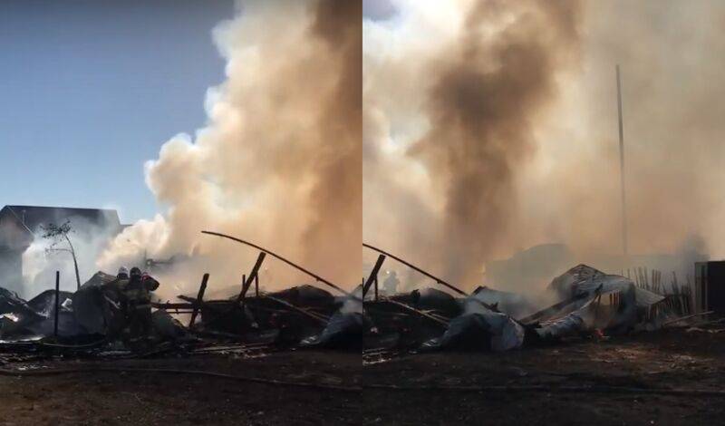 Сразу 4 здания сгорело в Тюмени в районе Казарово из-за воспламенения газа