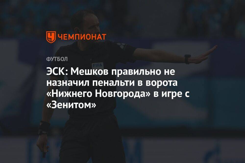 ЭСК: Мешков правильно не назначил пенальти в ворота «Нижнего Новгорода» в игре с «Зенитом»