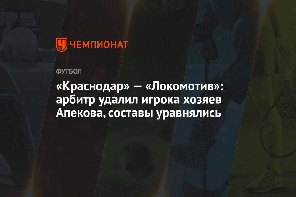 «Краснодар» — «Локомотив»: арбитр удалил игрока хозяев Апекова, составы уравнялись
