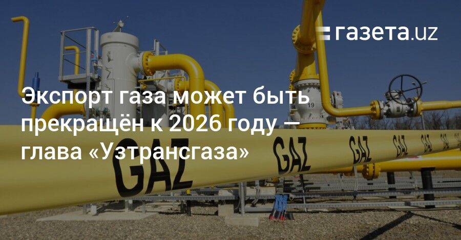 Экспорт газа может быть прекращён к 2026 году — глава «Узтрансгаза»