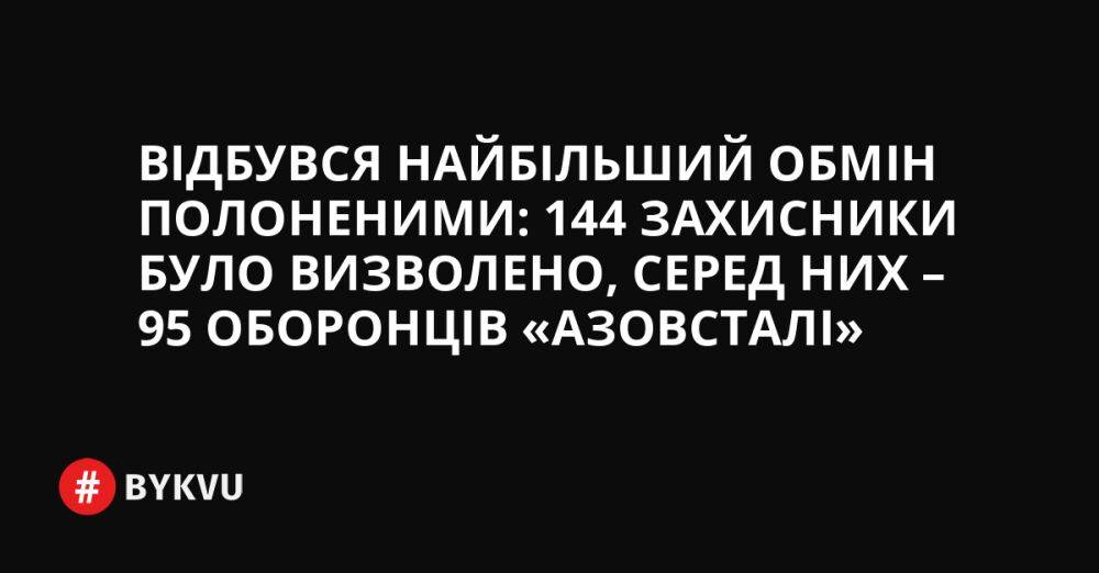 Відбувся найбільший обмін полоненими: 144 захисники було визволено, серед них – 95 оборонців «Азовсталі»