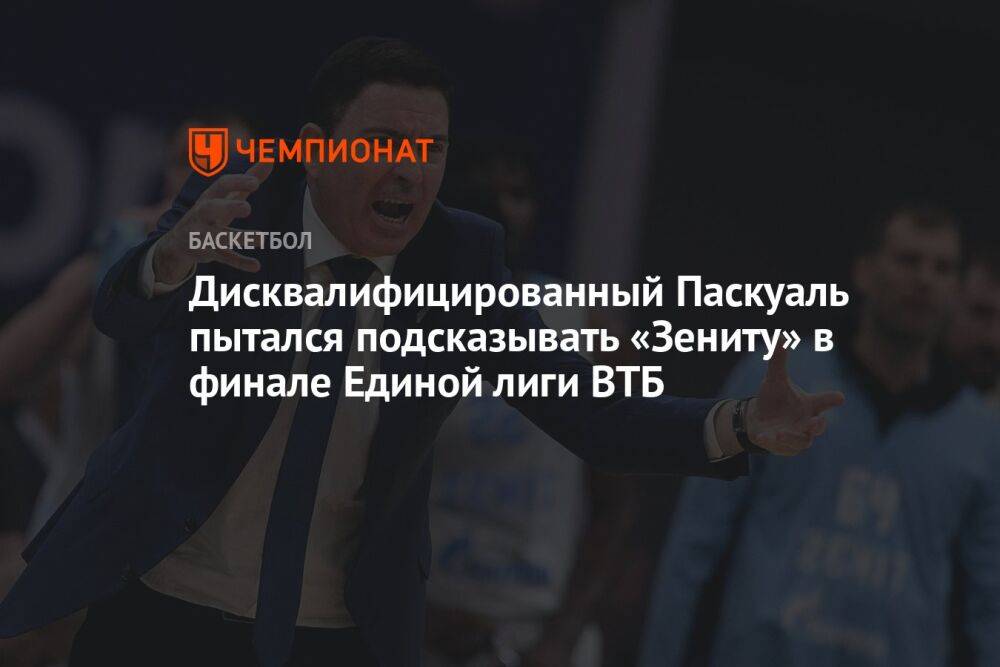 Дисквалифицированный Паскуаль пытался подсказывать «Зениту» в финале Единой лиги ВТБ