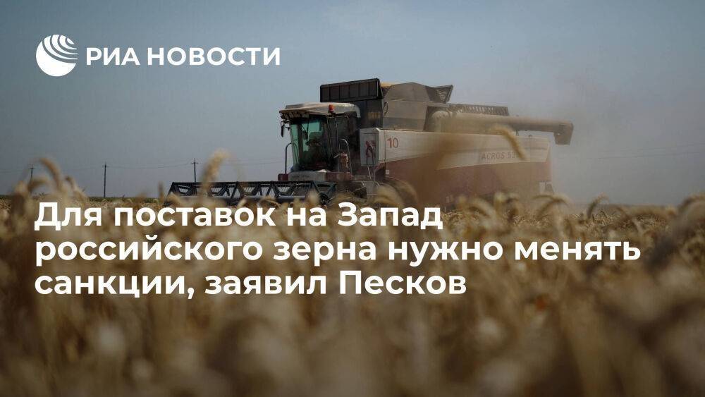 Песков: для поставок на Запад российского зерна нужно менять санкции