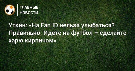 Уткин: «На Fan ID нельзя улыбаться? Правильно. Идете на футбол – сделайте харю кирпичом»