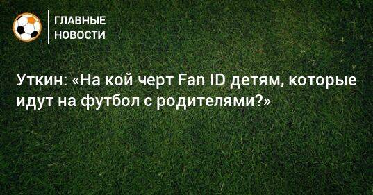 Уткин: «На кой черт Fan ID детям, которые идут на футбол с родителями?»