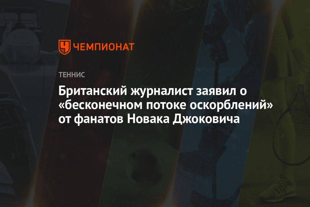 Британский журналист заявил о «бесконечном потоке оскорблений» от фанатов Новака Джоковича