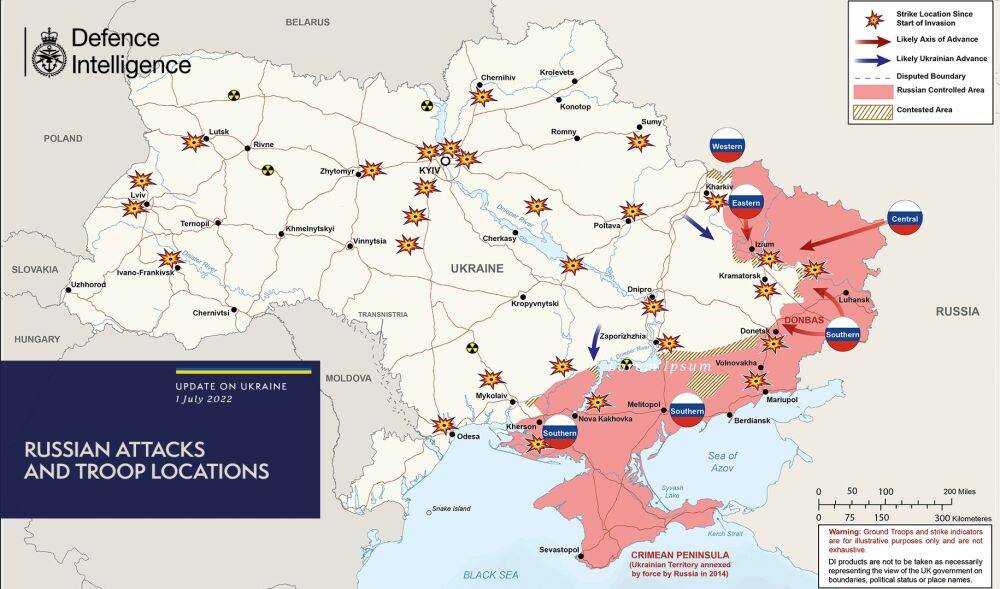 Карта войны в Украине на 1 июля: данные британской разведки
