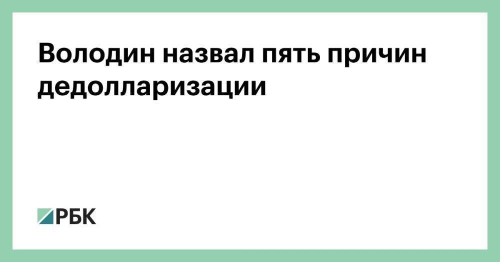 Володин назвал пять причин дедолларизации