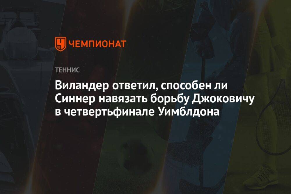 Виландер ответил, способен ли Синнер навязать борьбу Джоковичу в четвертьфинале Уимблдона