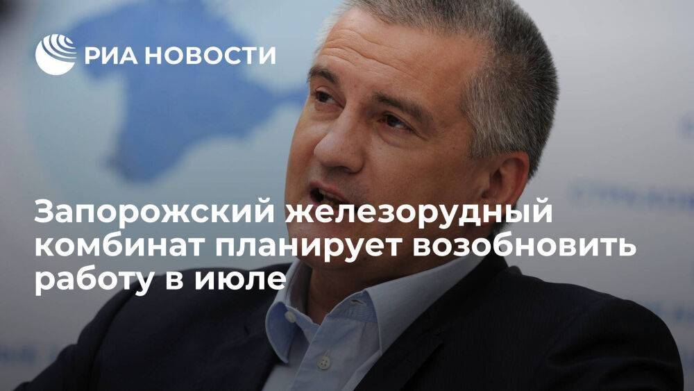 Глава Крыма Аксенов: Запорожский железорудный комбинат планирует возобновить работу в июле