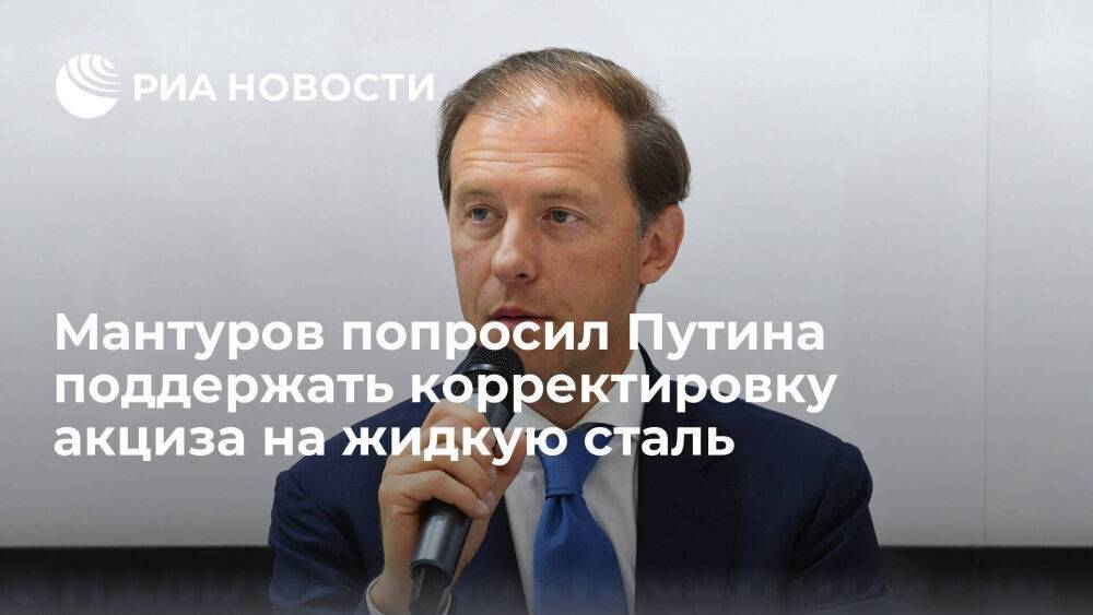 Мантуров попросил Путина снизить фискальную нагрузку на металлургическую отрасль