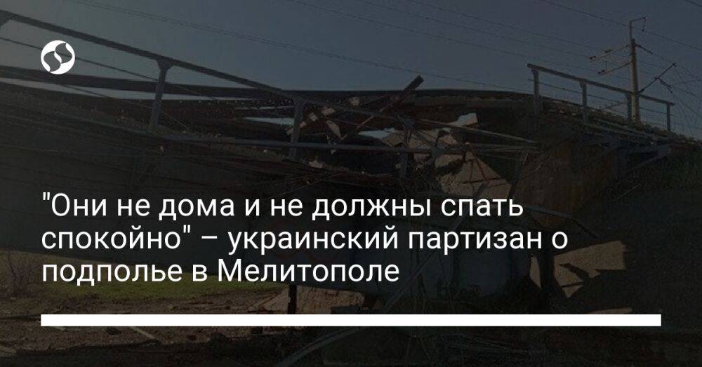 "Они не дома и не должны спать спокойно" – украинский партизан о подполье в Мелитополе