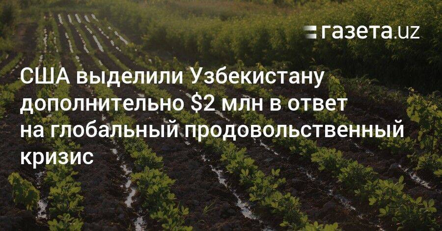 США выделили Узбекистану дополнительно $2 млн в ответ на глобальный продовольственный кризис