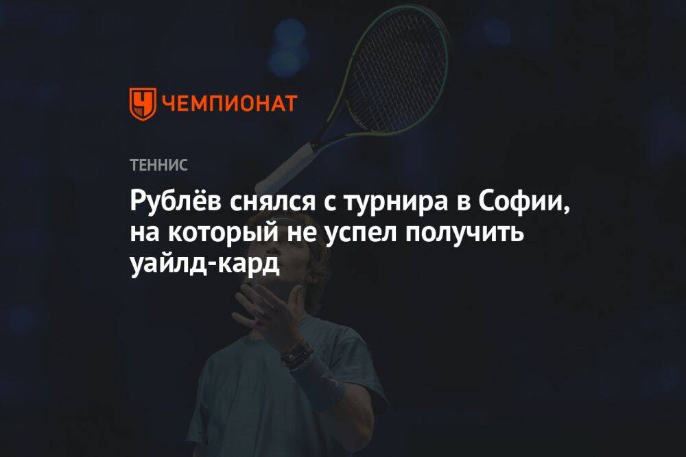 Рублёв снялся с турнира в Софии, на который не успел получить уайлд-кард