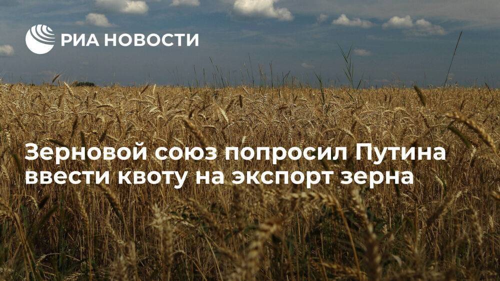 Зерновой союз попросил Путина ввести квоту на экспорт зерна вместо плавающей пошлины