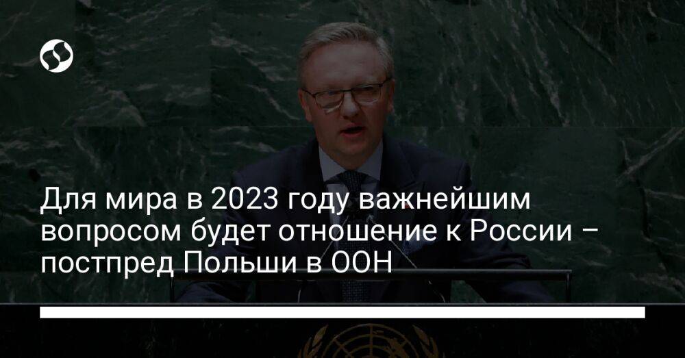 Для мира в 2023 году важнейшим вопросом будет отношение к России – постпред Польши в ООН
