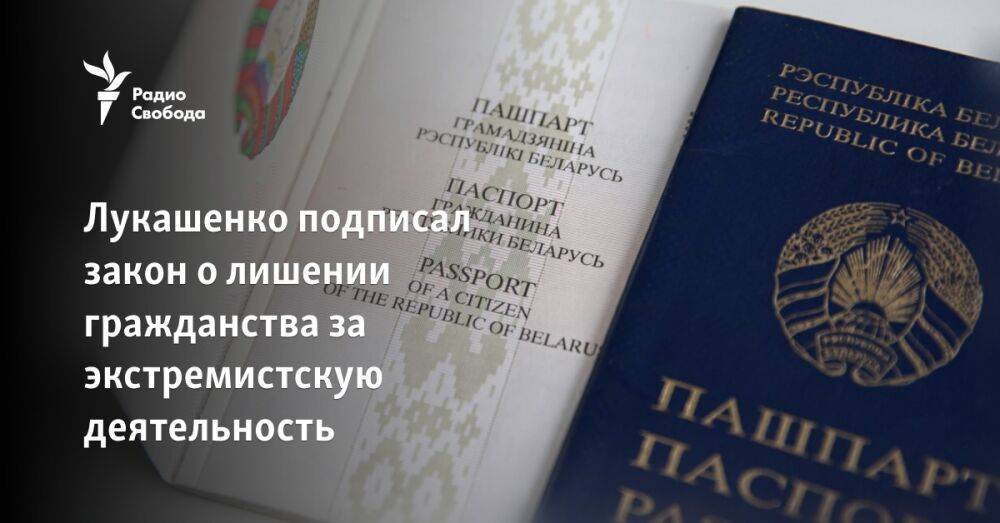 Лукашенко подписал закон о лишении гражданства за экстремистскую деятельность