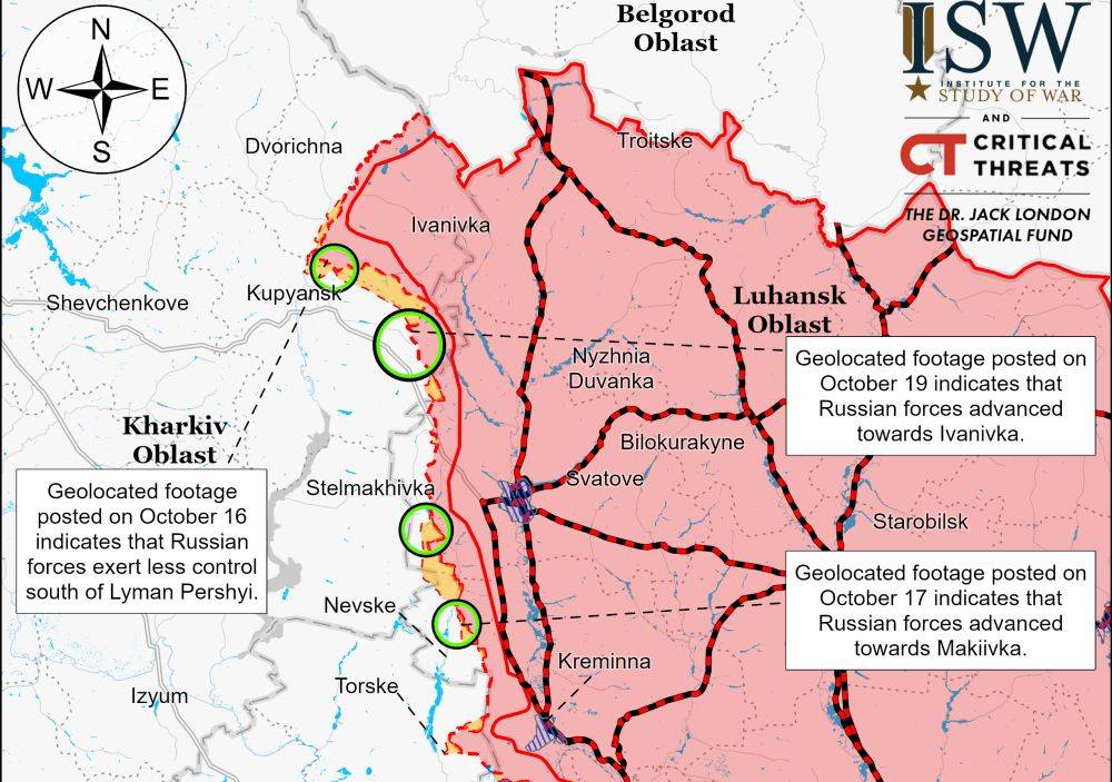 ISW вновь сообщил о продвижении войск РФ в районе Ивановки на Харьковщине
